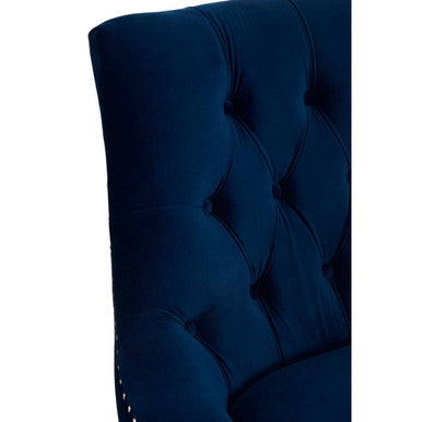 Button Tufted Navy Blue Velvet Chair | Clarence