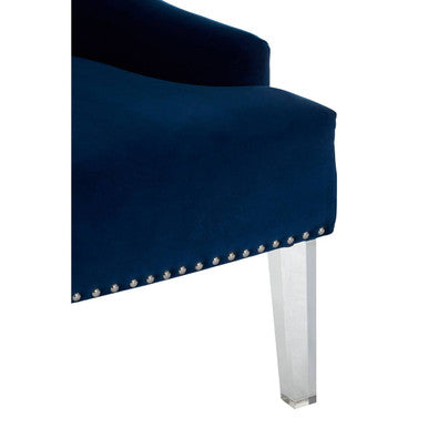 Button Tufted Navy Blue Velvet Chair | Clarence