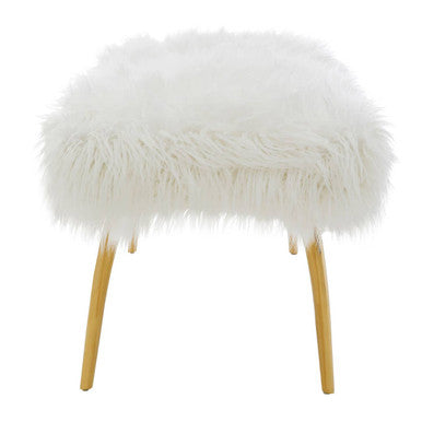 Fur Effect Bench with Gold Legs | Clarence
