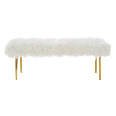 Fur Effect Bench with Gold Legs | Clarence