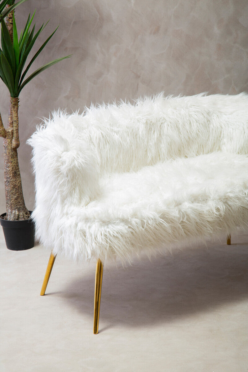 Fur Effect Sofa with Gold Legs | Clarence