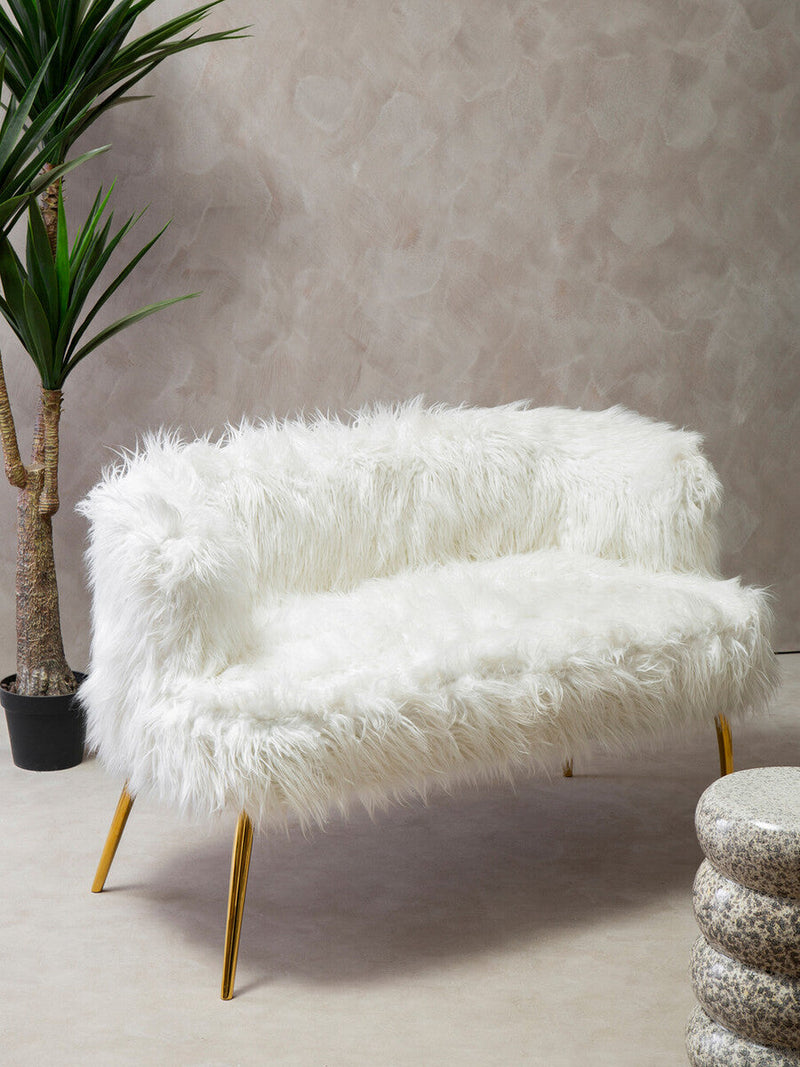 Fur Effect Sofa with Gold Legs | Clarence
