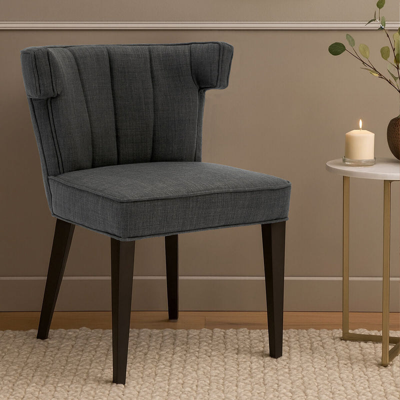 Grey Fabric Dining Chair with Black Legs | Oria