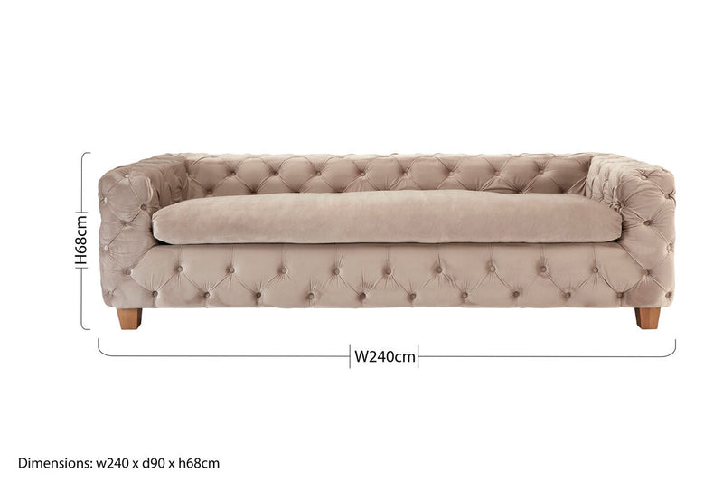 3 Seater Beige Velvet Sofa | Ophelia