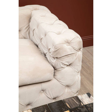 3 Seater Beige Velvet Sofa | Ophelia