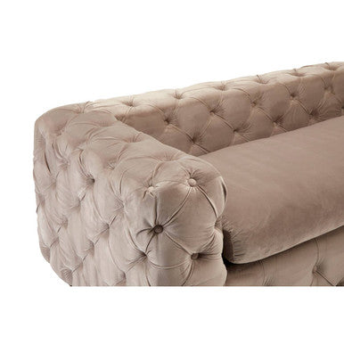 3 Seater Beige Velvet Sofa | Ophelia