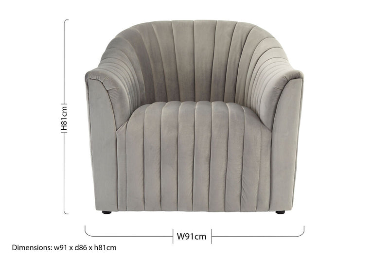 Grey Velvet Armchair | Opel