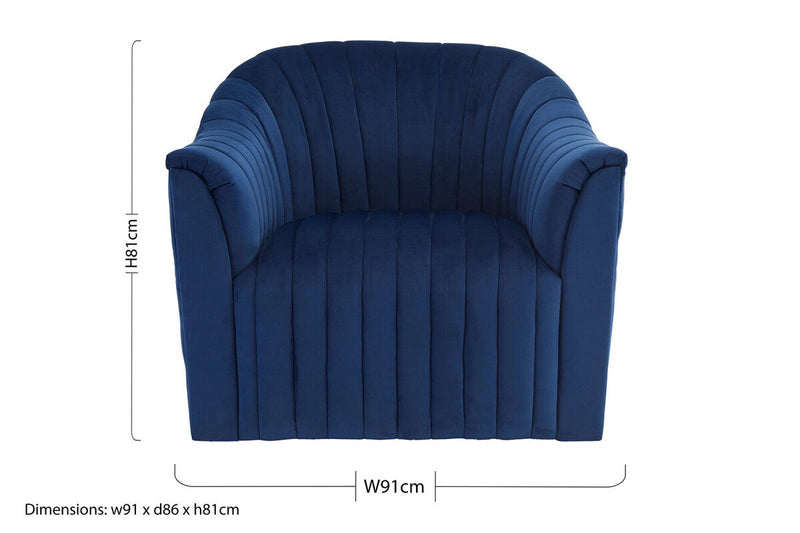 Deep Blue Velvet Armchair | Opel