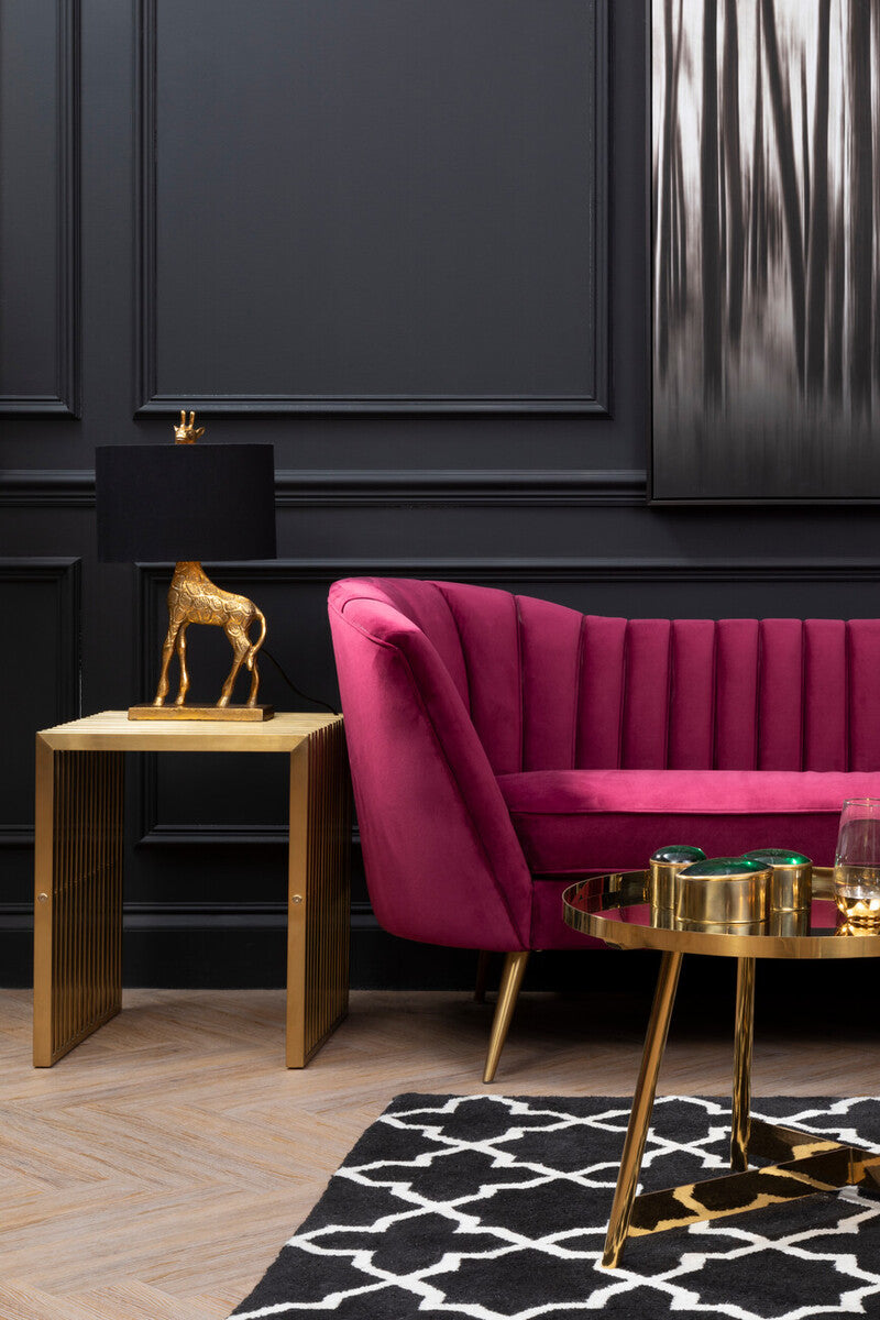 Rose Gold Set of 2 Round Coffee Tables with Angular Asymmetric Frames | Alvaro