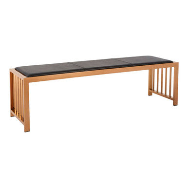 Black Leather and Rose Gold Finish Bench | Novara