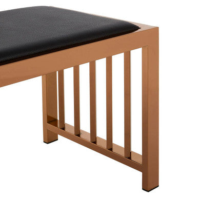 Black Leather and Rose Gold Finish Bench | Novara
