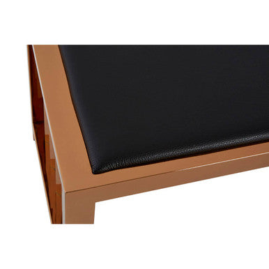 Black Leather and Rose Gold Finish Bench | Novara