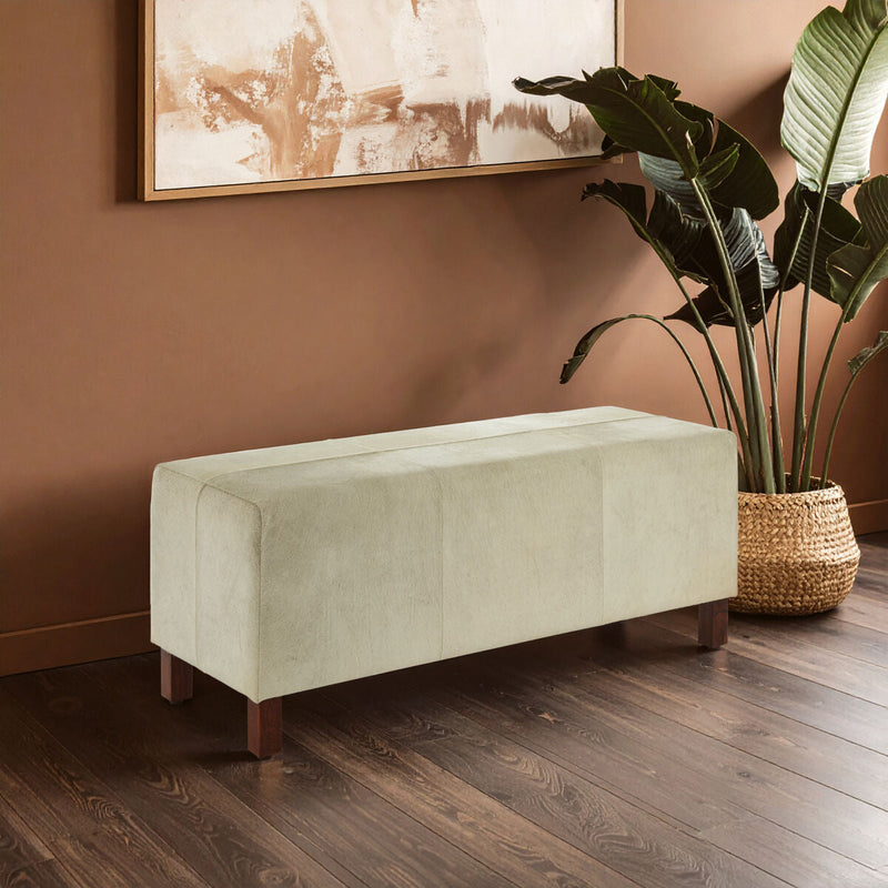 Natural Hair on Leather Bench | Kensington Townhouse