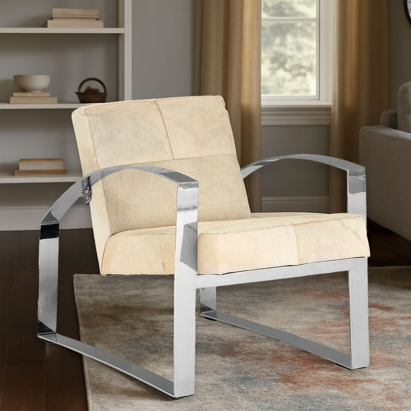 Hairon Leather Chair with Steel Legs | Kensington Townhouse