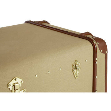 Mango Wood Canvas Trunk Coffee Table with Genuine Leather Detail | Columbus