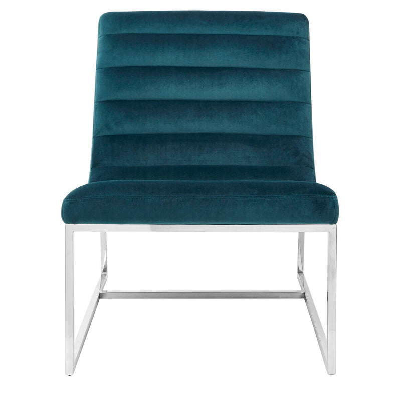 Teal Velvet Curving Profile Lounge Chair | Vogue