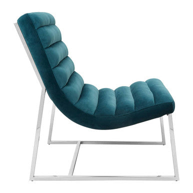 Teal Velvet Curving Profile Lounge Chair | Vogue