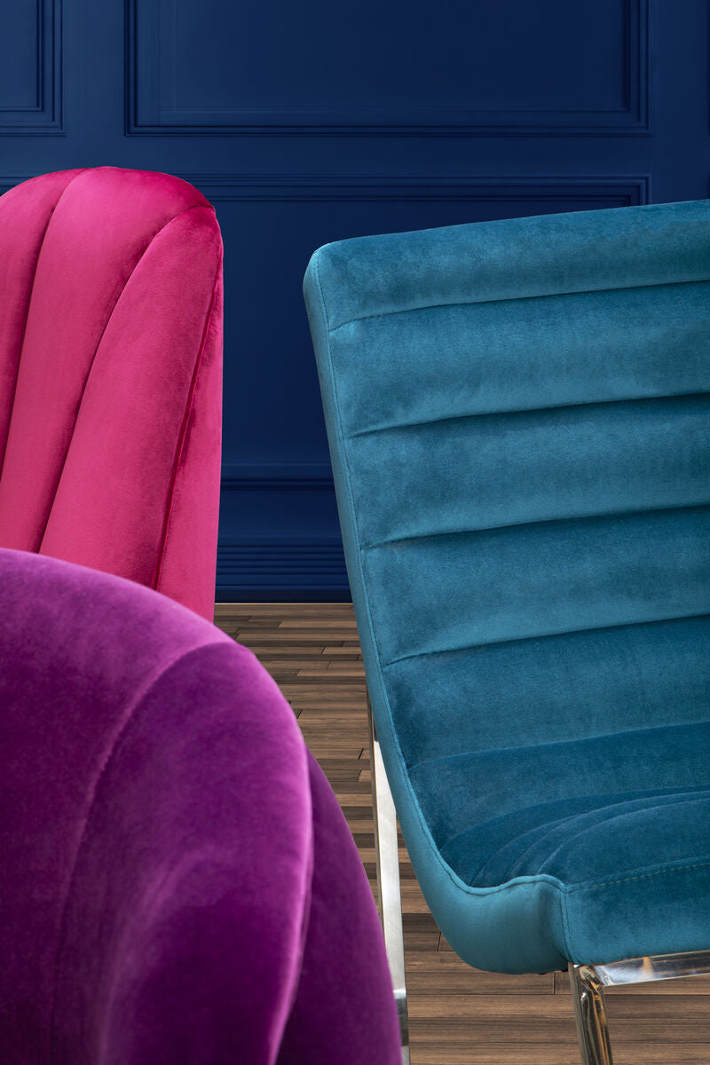 Teal Velvet Curving Profile Lounge Chair | Vogue