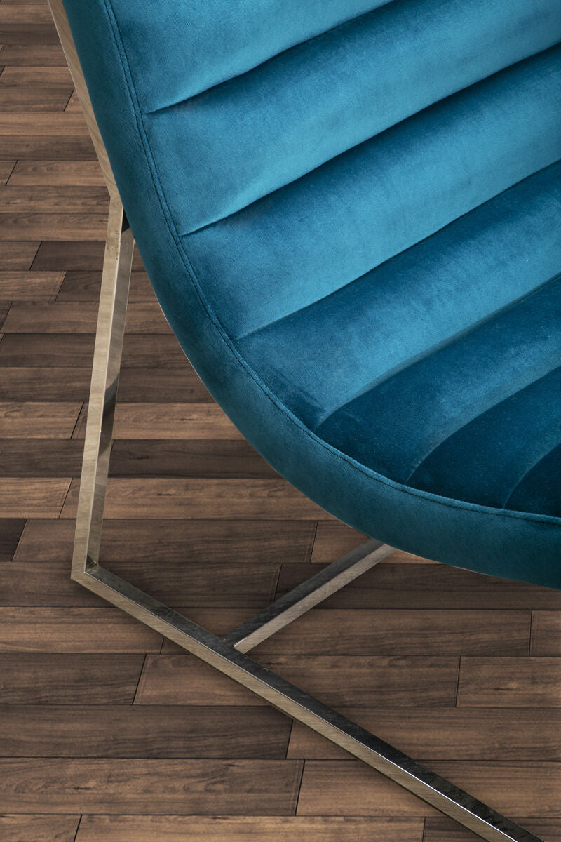 Teal Velvet Curving Profile Lounge Chair | Vogue