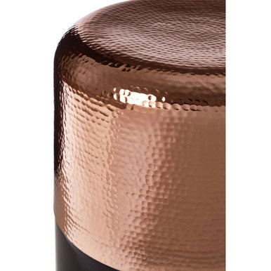 Black Glass Side Table with Hammered Copper Aluminium Base | Margot