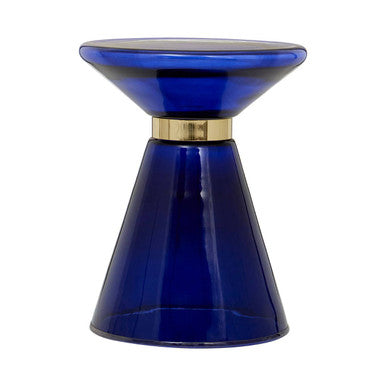 Blue Glass Side Table with Gold Steel Ring | Martini