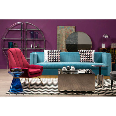 Blue Glass Side Table with Gold Steel Ring | Martini