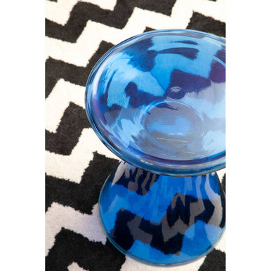 Blue Glass Side Table with Gold Steel Ring | Martini
