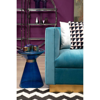 Blue Glass Side Table with Gold Steel Ring | Martini