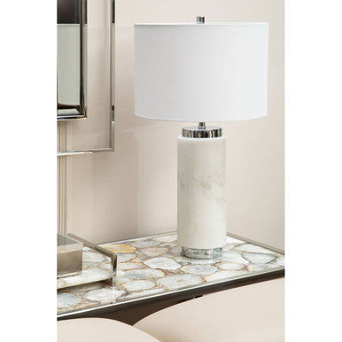 Semi-Precious White Agate Top Console Table in Polished Stainless Steel, Vita