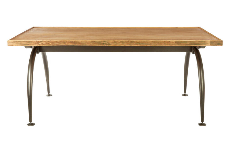 Natural Elm Wood Top Dining Table with Metal Frame | New Foundry