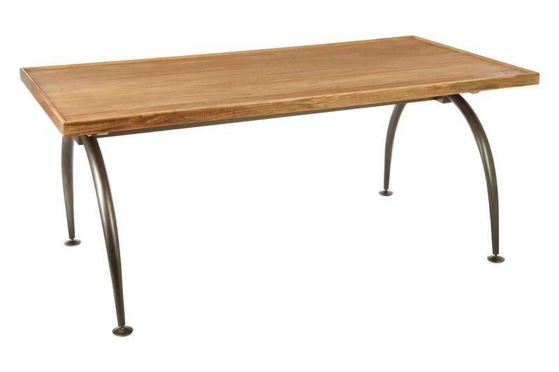 Natural Elm Wood Top Dining Table with Metal Frame | New Foundry