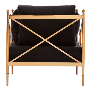 Chair with Rose Gold Finished Metal Arms | Novo