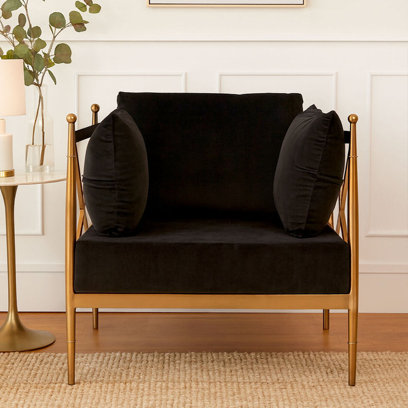 Chair with Rose Gold Finished Metal Arms | Novo