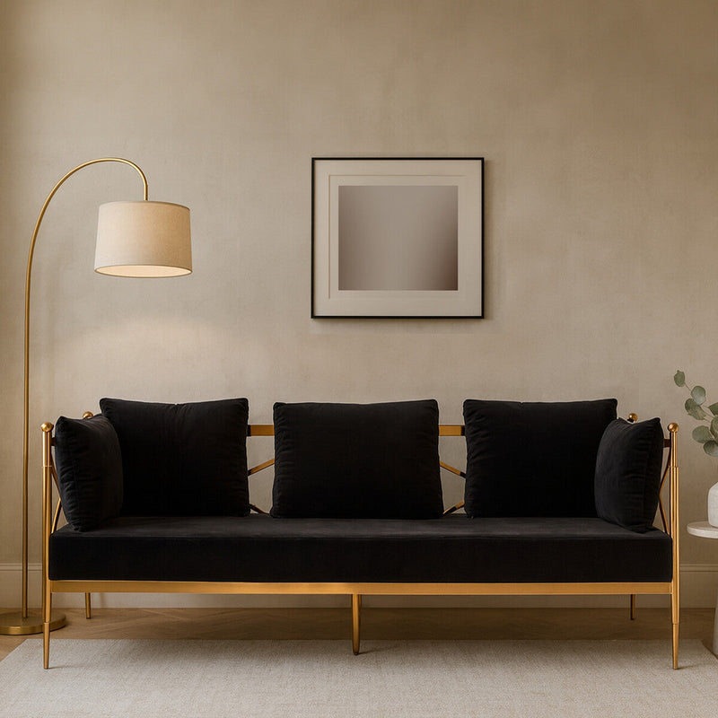 3 Seater Rose Gold Lattice Arms Sofa | Novo