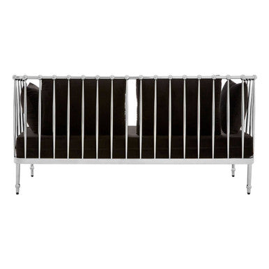 2 Seater Silver Finish Tapered Arms Sofa | Novo