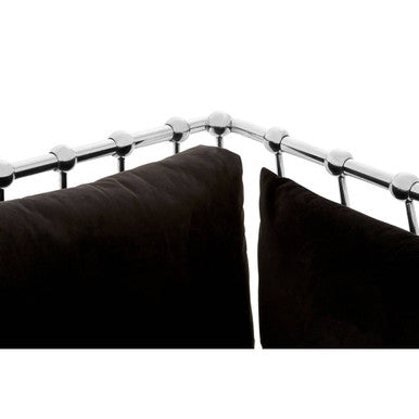 2 Seater Silver Finish Tapered Arms Sofa | Novo