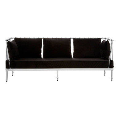 3 Seater Silver Finish Tapered Arms Sofa | Novo