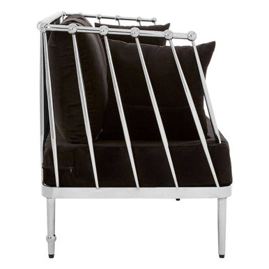 3 Seater Silver Finish Tapered Arms Sofa | Novo