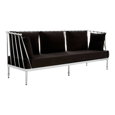 3 Seater Silver Finish Tapered Arms Sofa | Novo