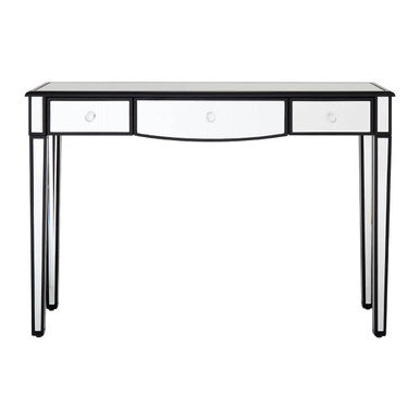 Mirrored White Wooden 3-Drawer Console Table with Black Trim Frame | Graciela