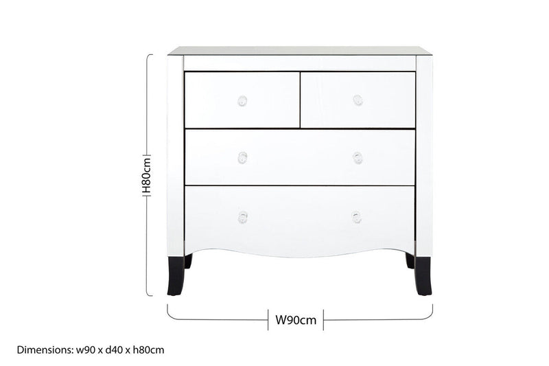 Chest of 4 Drawers with Mirror Frame | Graciela