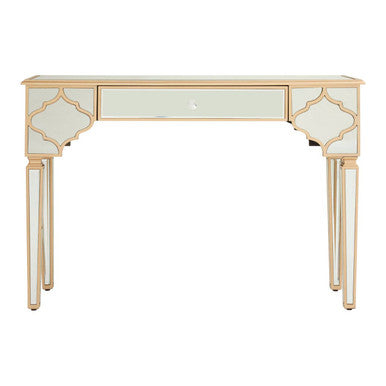 Mirrored Glass Console Table with Gold Finish | Grazia