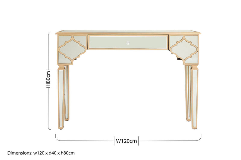 Mirrored Glass Console Table with Gold Finish | Grazia