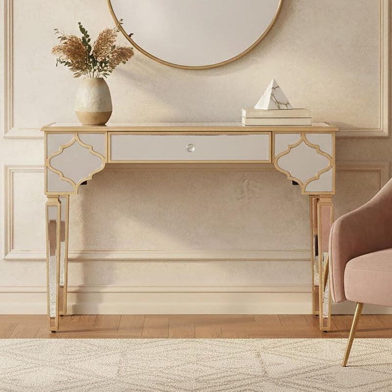 Mirrored Glass Console Table with Gold Finish | Grazia