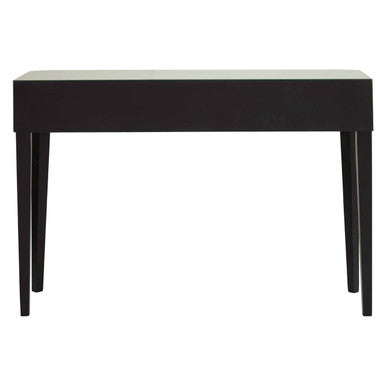 Mirrored Console Table with Black Finish Wooden Legs and Crystal Drawer Knobs | Gabriella