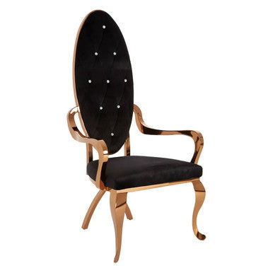 Black Velvet and Rose Gold Baroque Chair | Novara