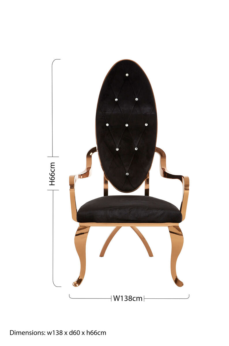 Black Velvet and Rose Gold Baroque Chair | Novara