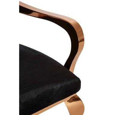 Black Velvet and Rose Gold Baroque Chair | Novara