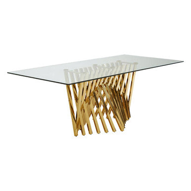 Clear Tempered Glass Top with Gold Stainless Steel Frame | Arezzo