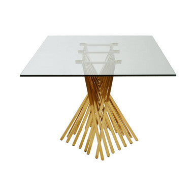 Clear Tempered Glass Top with Gold Stainless Steel Frame | Arezzo